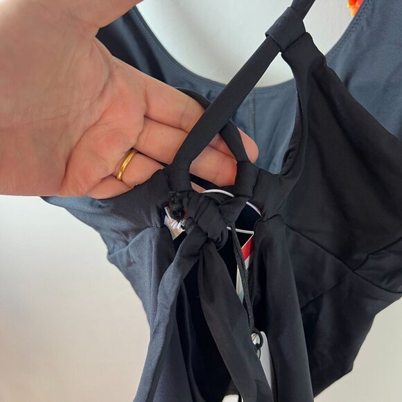 prAna Womens Mallorca Tankini Swim Top XTRA-SMALL XS in Black UPF50+ - Picture 5 of 7